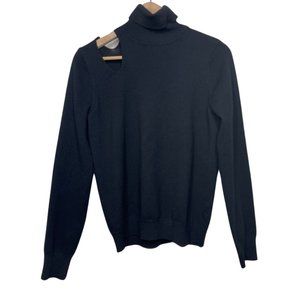 CATHERINE MALANDRINO | Black Turtleneck Sweater with Shoulder Cutout | Size S